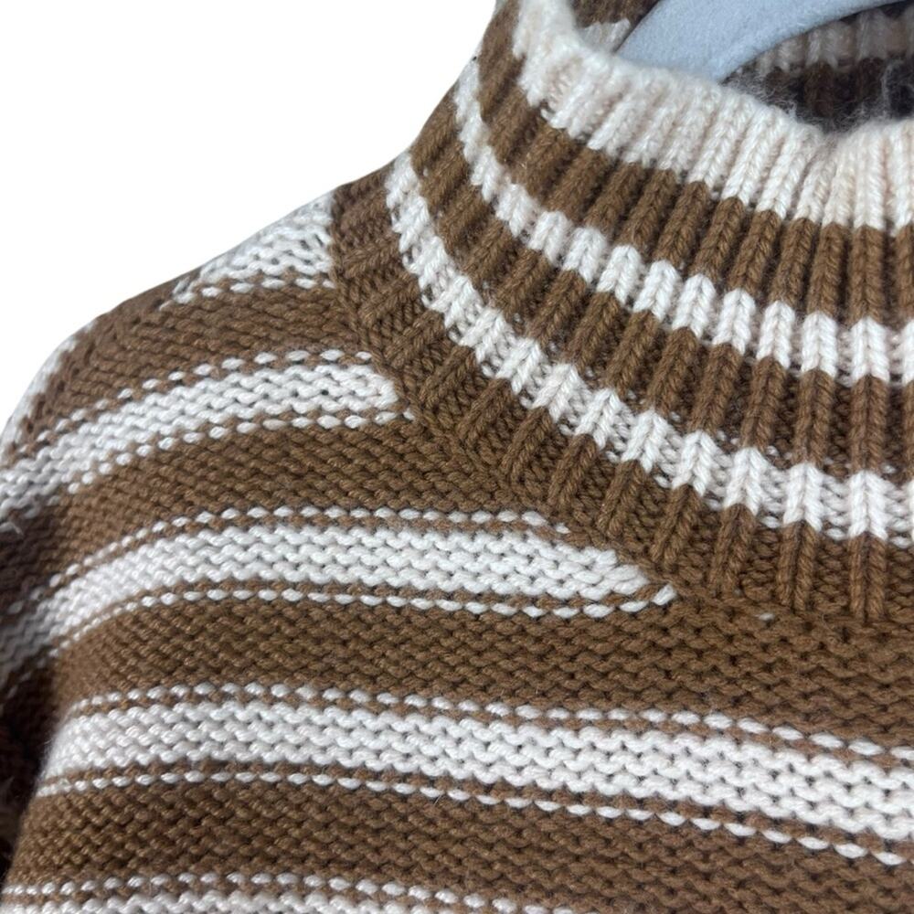 J.Crew Stripped Knit Mock Neck Pullover Sweater Jewel Luxury Caramel Natural XS - Picture 4 of 10